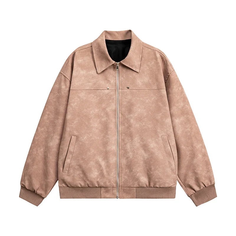 Retro Style Brown Leather Bomber Jacket
