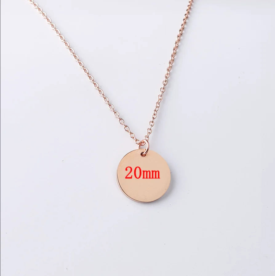 Simple Engravable Circle Pendant Necklace