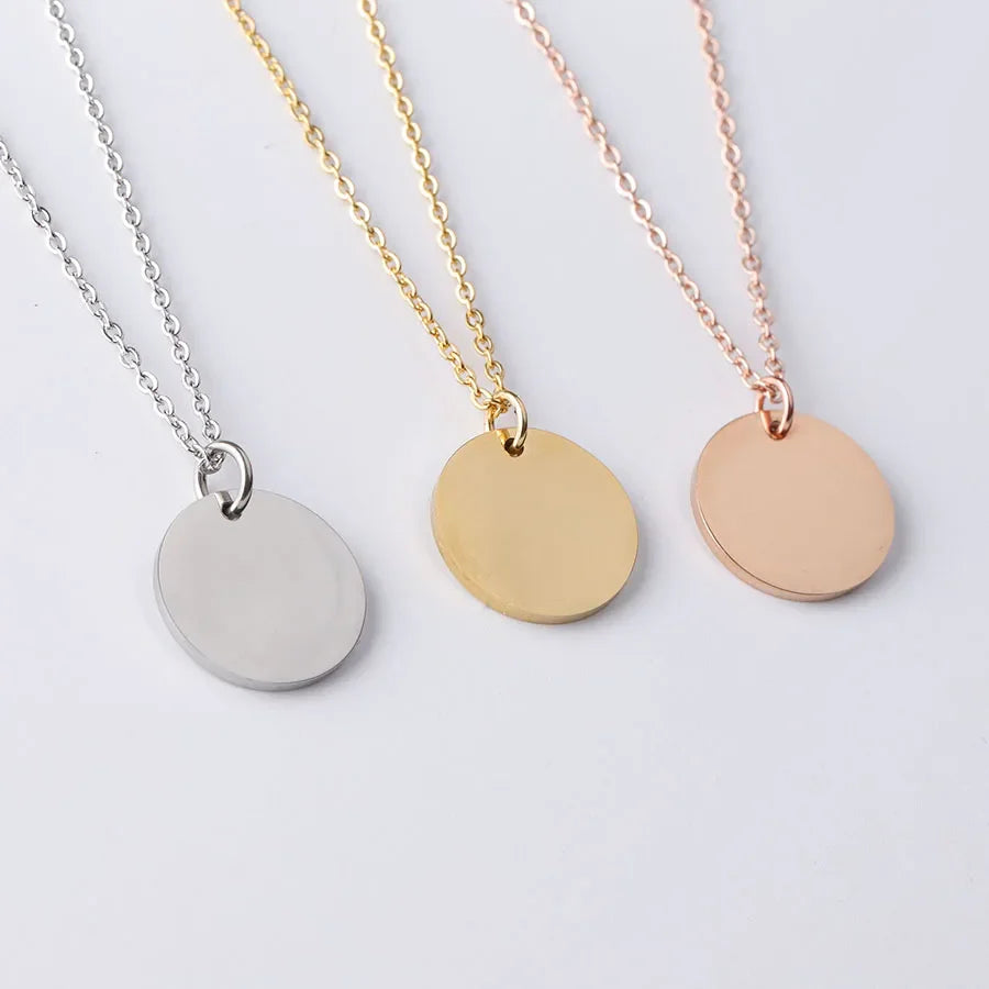 Simple Engravable Circle Pendant Necklace
