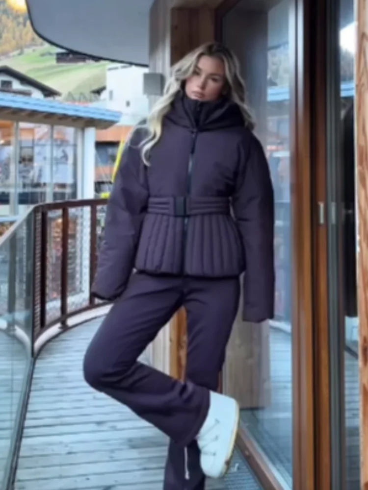 Stylish Hooded Winter Jacket with Pleated Waist