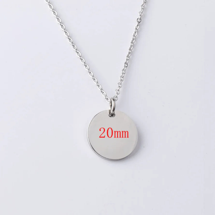 Simple Engravable Circle Pendant Necklace