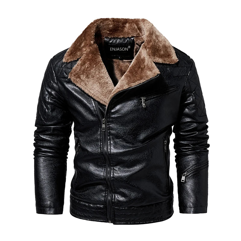Classic Brown Biker Leather Winter Jacket