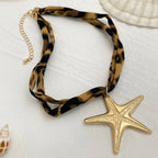 Animal Print Fabric Choker Heart Necklace
