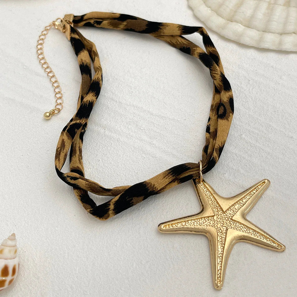 Animal Print Fabric Choker Heart Necklace