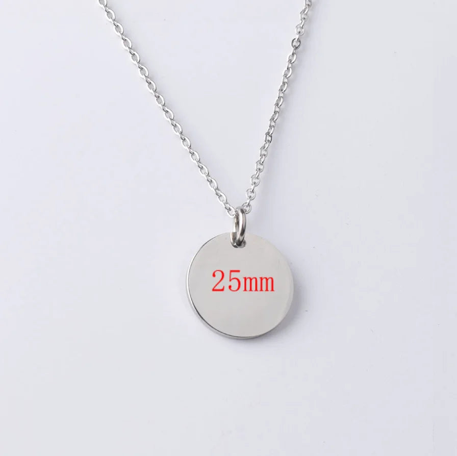 Simple Engravable Circle Pendant Necklace