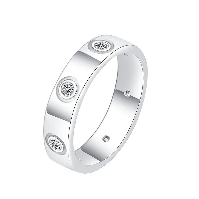 Minimalist Band Ring with Crystal Accents