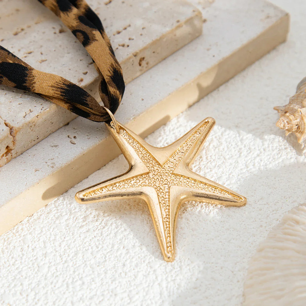 Animal Print Fabric Choker Heart Necklace