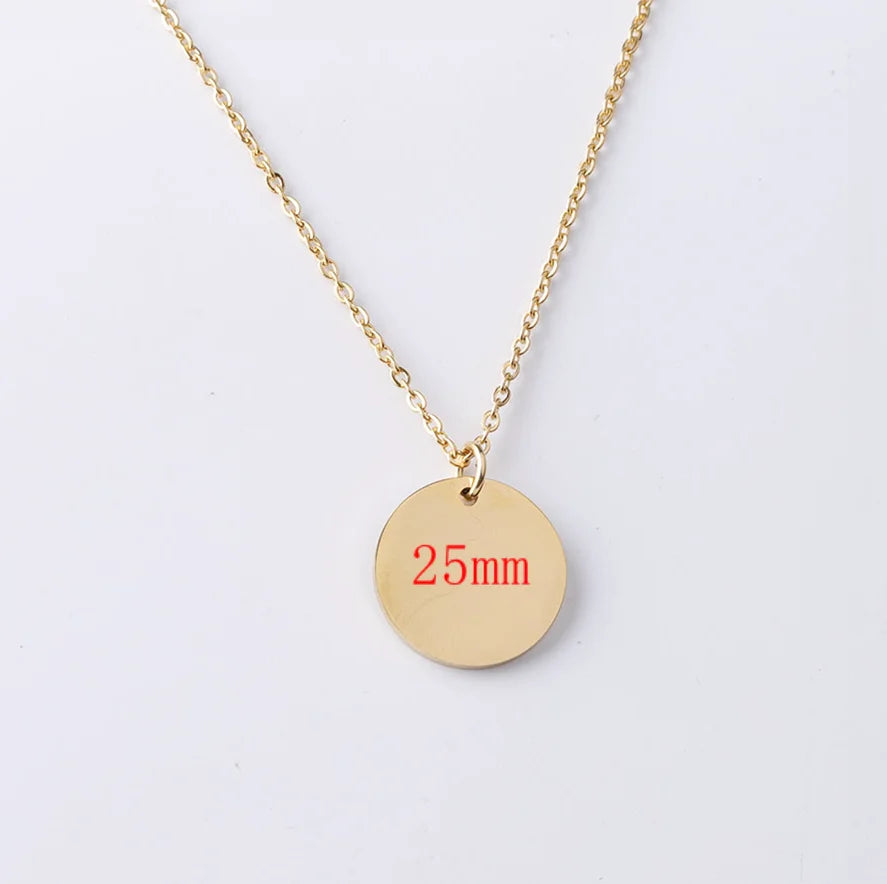 Simple Engravable Circle Pendant Necklace