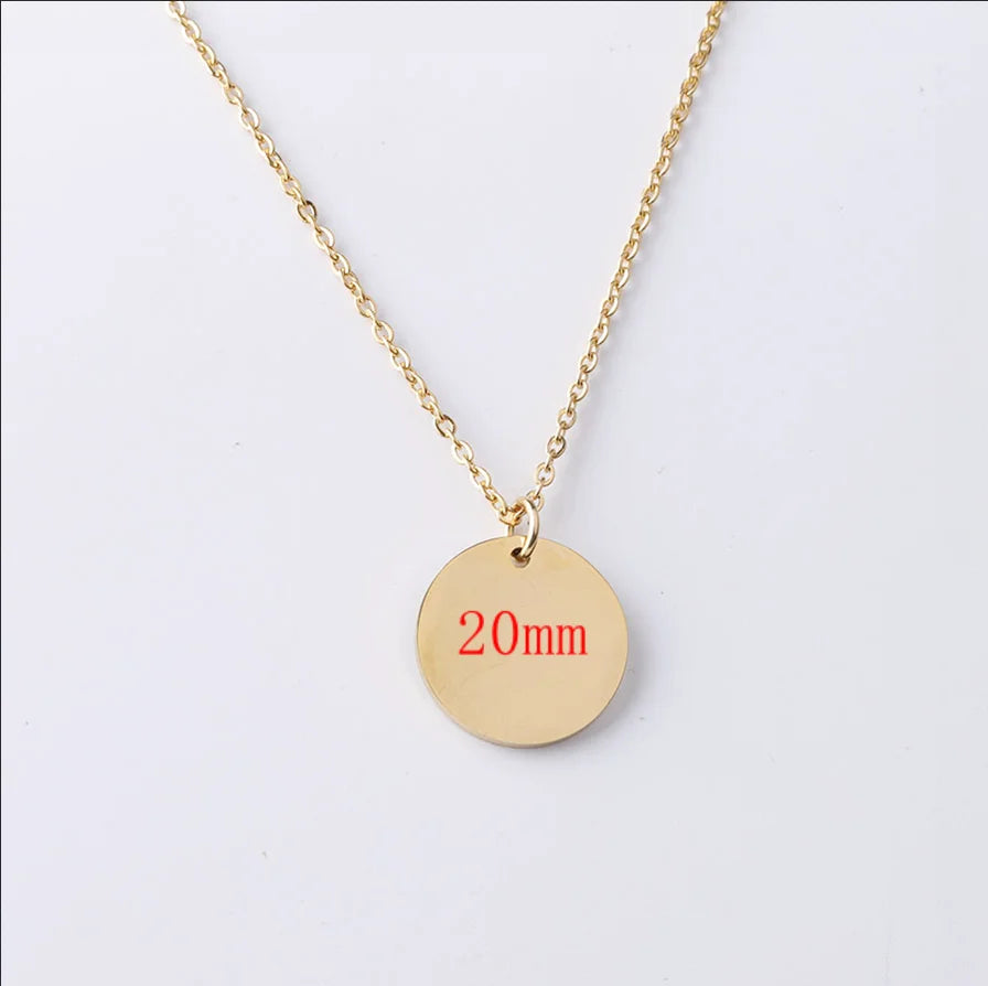 Simple Engravable Circle Pendant Necklace