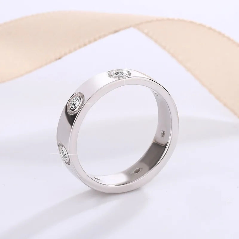 Minimalist Band Ring with Crystal Accents