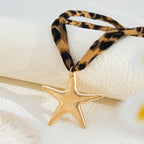 Animal Print Fabric Choker Heart Necklace