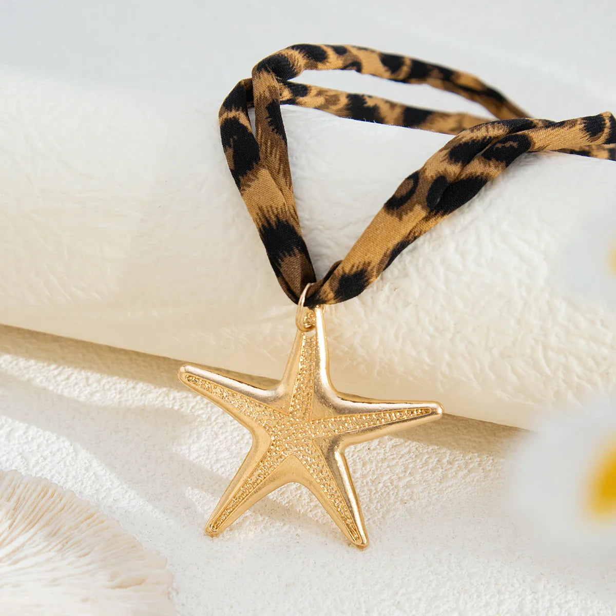 Animal Print Fabric Choker Heart Necklace