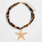 Animal Print Fabric Choker Heart Necklace