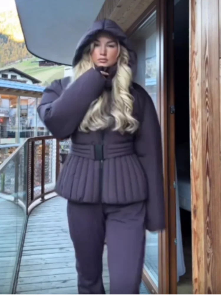 Stylish Hooded Winter Jacket with Pleated Waist