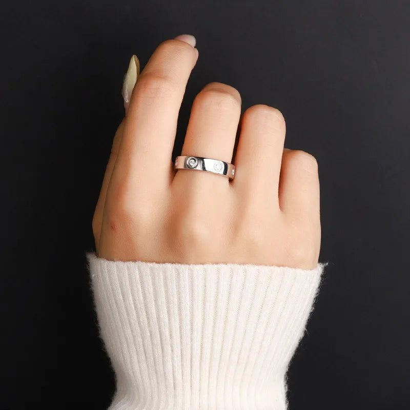 Minimalist Band Ring with Crystal Accents