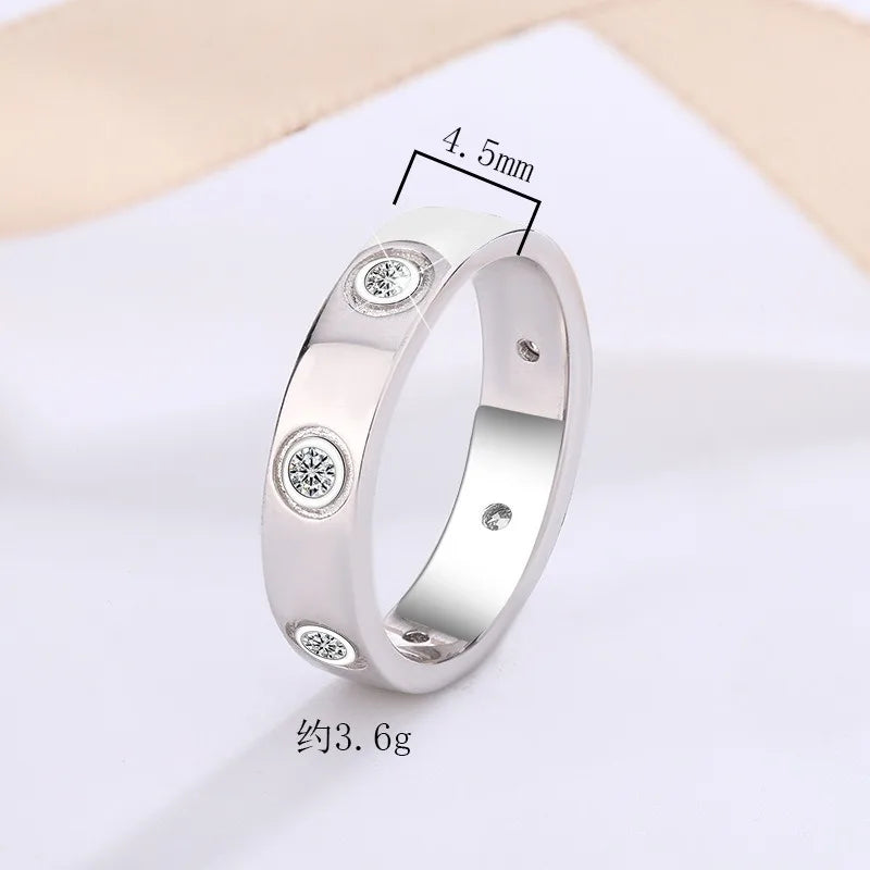 Minimalist Band Ring with Crystal Accents