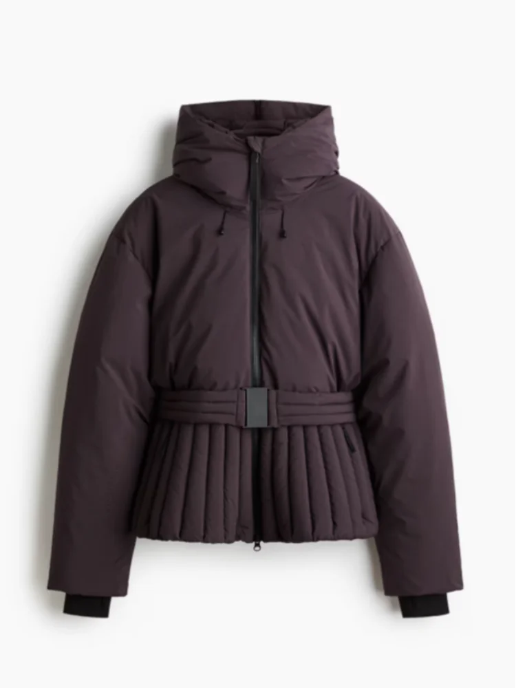 Stylish Hooded Winter Jacket with Pleated Waist