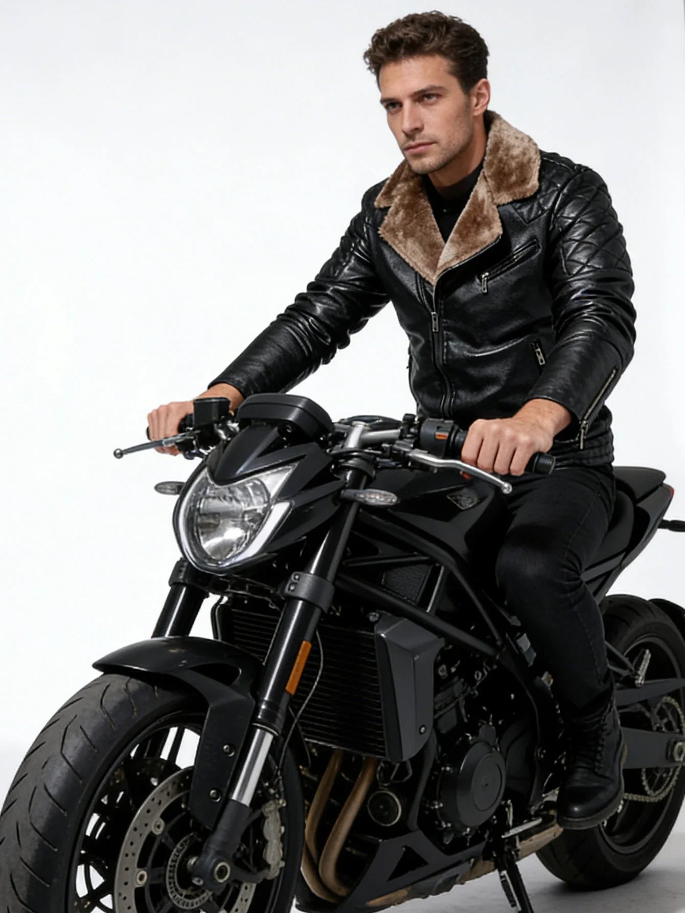 Classic Brown Biker Leather Winter Jacket