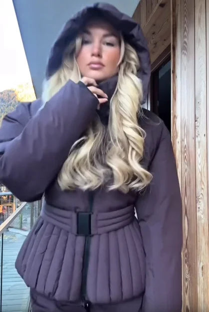 Stylish Hooded Winter Jacket with Pleated Waist