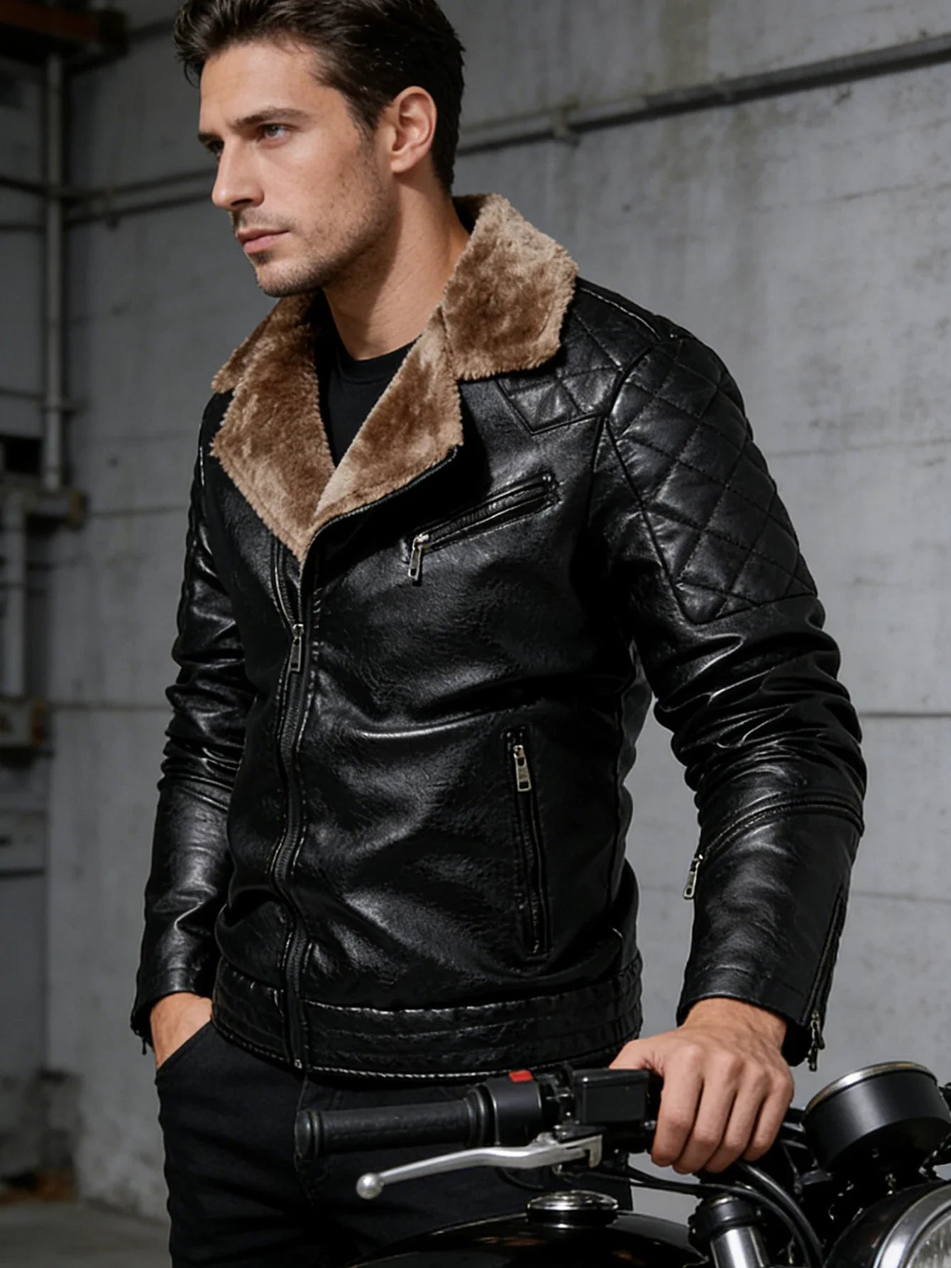 Classic Brown Biker Leather Winter Jacket