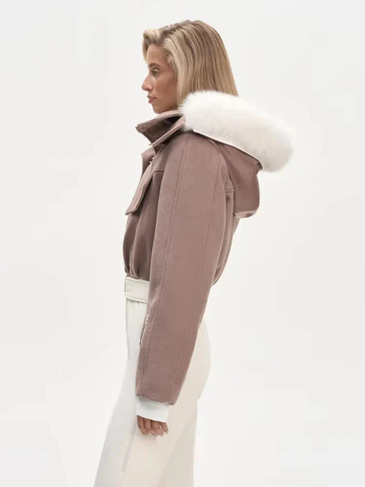 Casual Chic Cropped Hooded Coat for Women