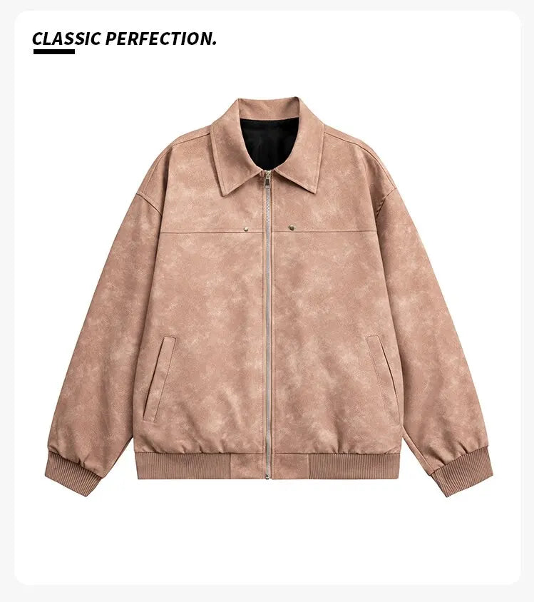 Retro Style Brown Leather Bomber Jacket